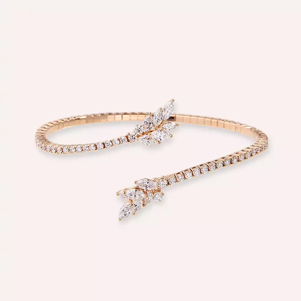 Liana Pırlanta Taşlı Rose Altın Bilezik