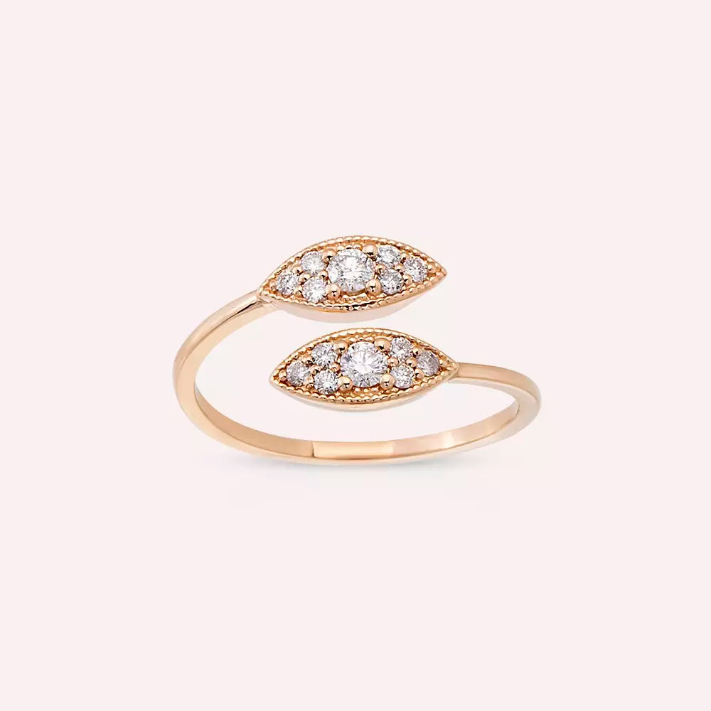 Liane Pırlanta Taşlı Rose Altın Yüzük