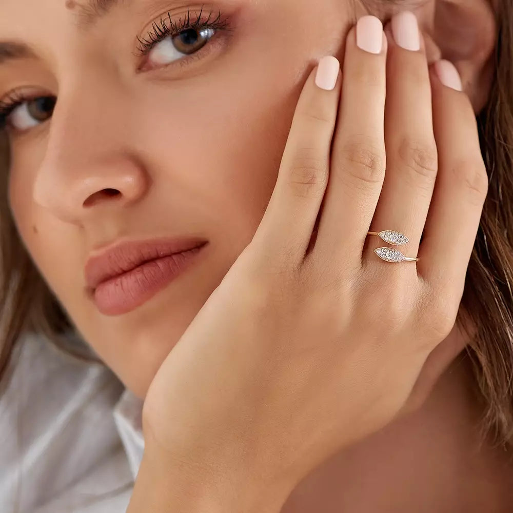 Liane Pırlanta Taşlı Rose Altın Yüzük