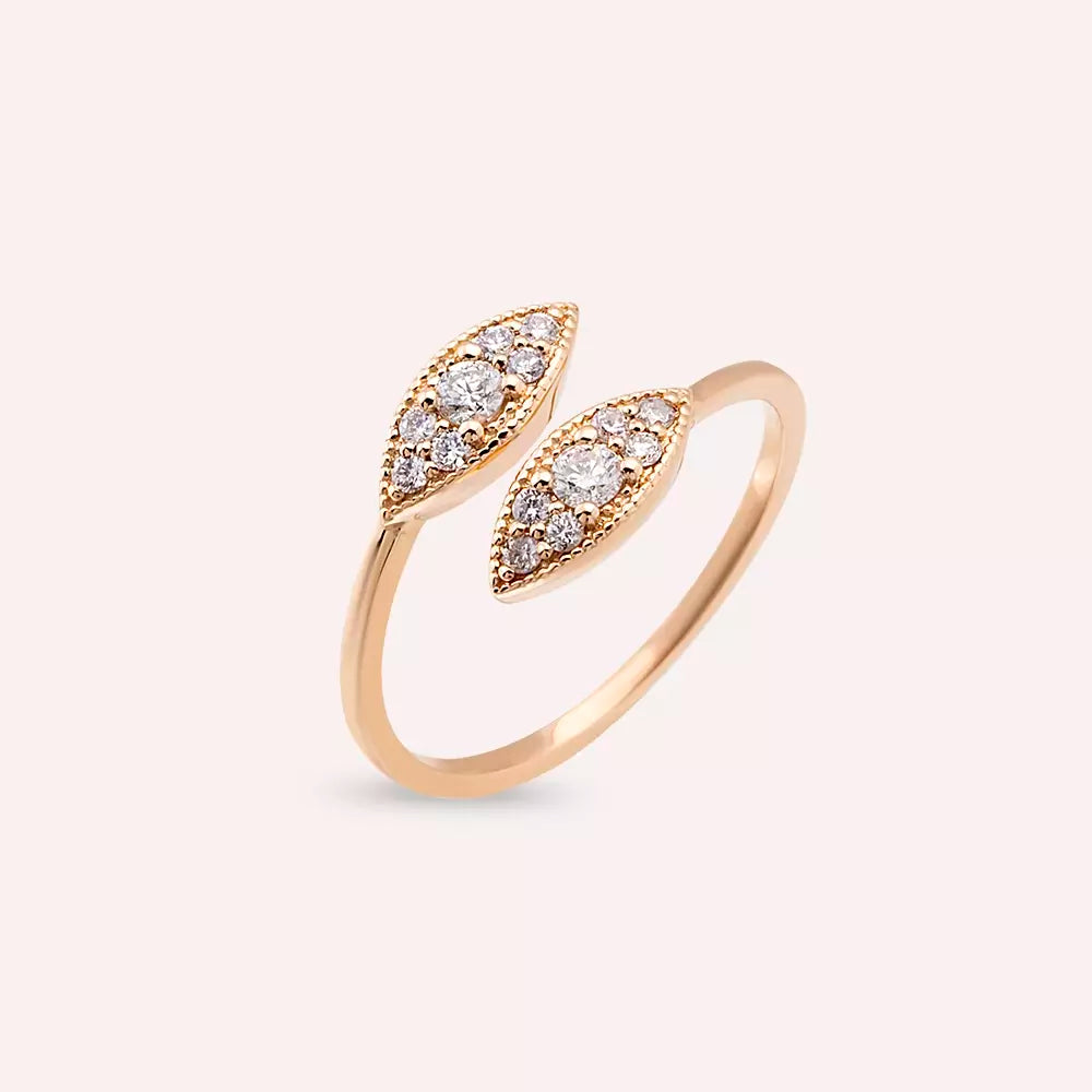 Liane Pırlanta Taşlı Rose Altın Yüzük