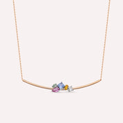 Lily 0.81 CT Multicolor Safir ve Pırlanta Taşlı Rose Altın Kolye