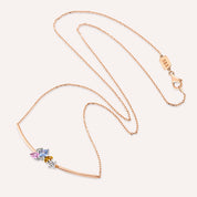 Lily 0.81 CT Multicolor Safir ve Pırlanta Taşlı Rose Altın Kolye