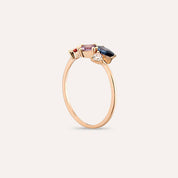 Lily 0.89 CT Multicolor Safir ve Pırlanta Taşlı Rose Altın Yüzük