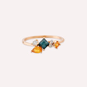 Lily 0.98 CT Multicolor Safir Taşlı Rose Altın Yüzük