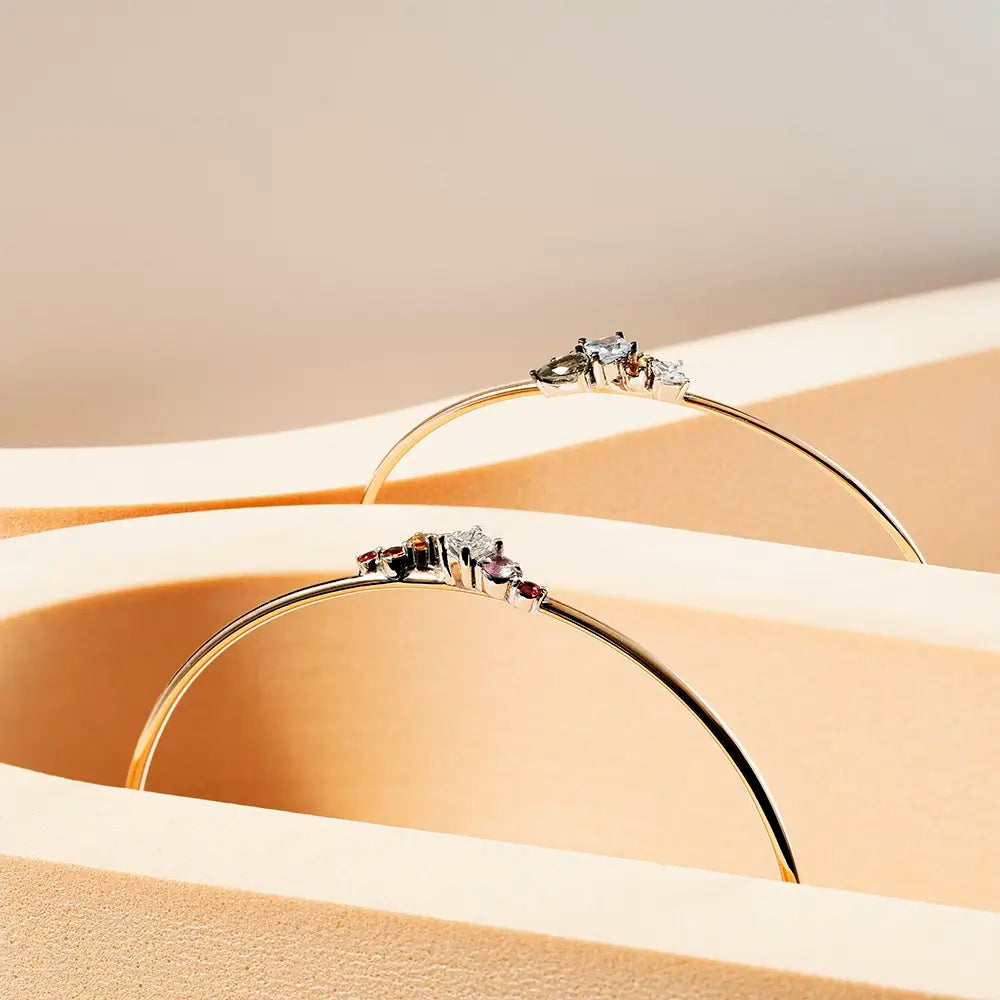 Lily 0.70 CT Multicolor Safir ve Pırlanta Taşlı Rose Altın Bileklik