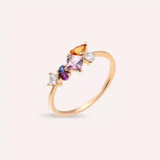 Lily 1.06 CT Multicolor Safir ve Pırlanta Taşlı Rose Altın Yüzük