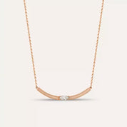 Lina Pırlanta Taşlı Bej Mineli Rose Altın Kolye