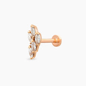 Lindi Markiz Kesim Pırlanta Taşlı Rose Altın Piercing