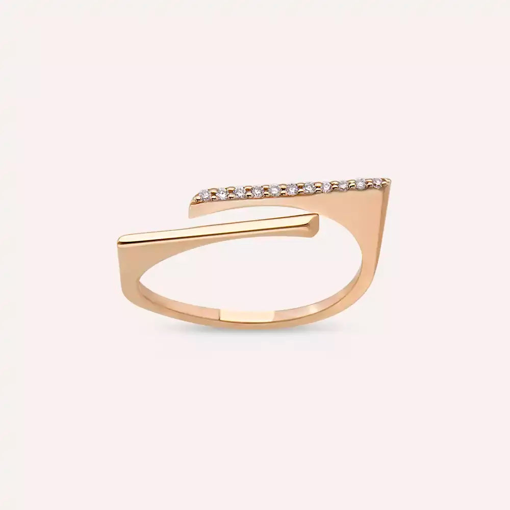 Linear 0.05 CT Pırlanta Taşlı Rose Altın Yüzük