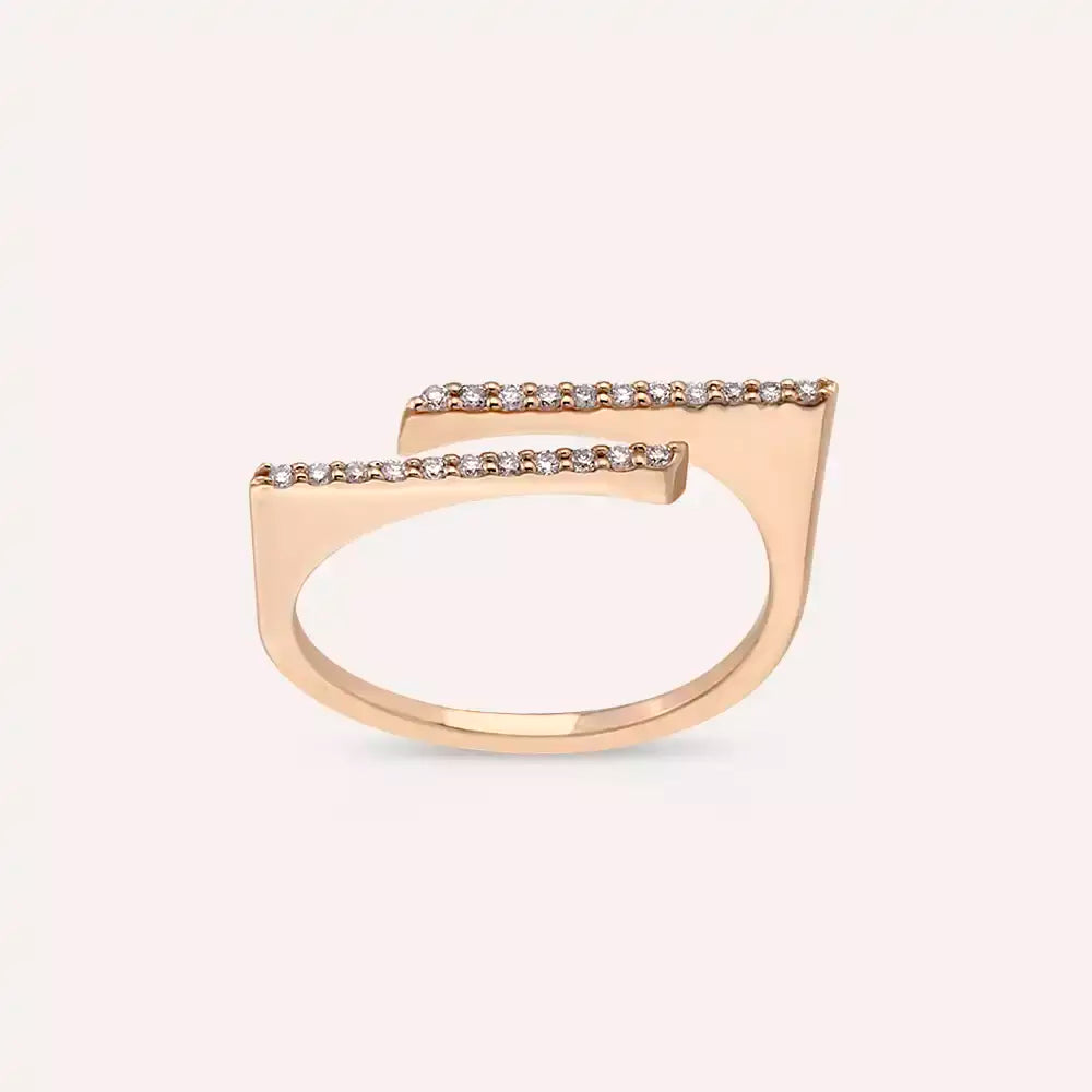 Linear 0.10 CT Pırlanta Taşlı Rose Altın Yüzük