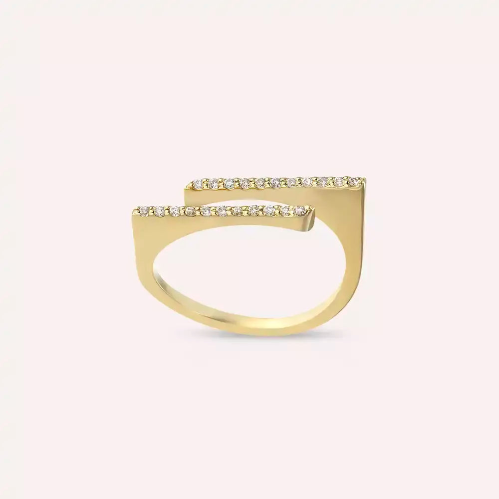 Linear 0.10 CT Pırlanta Taşlı Sarı Altın Yüzük