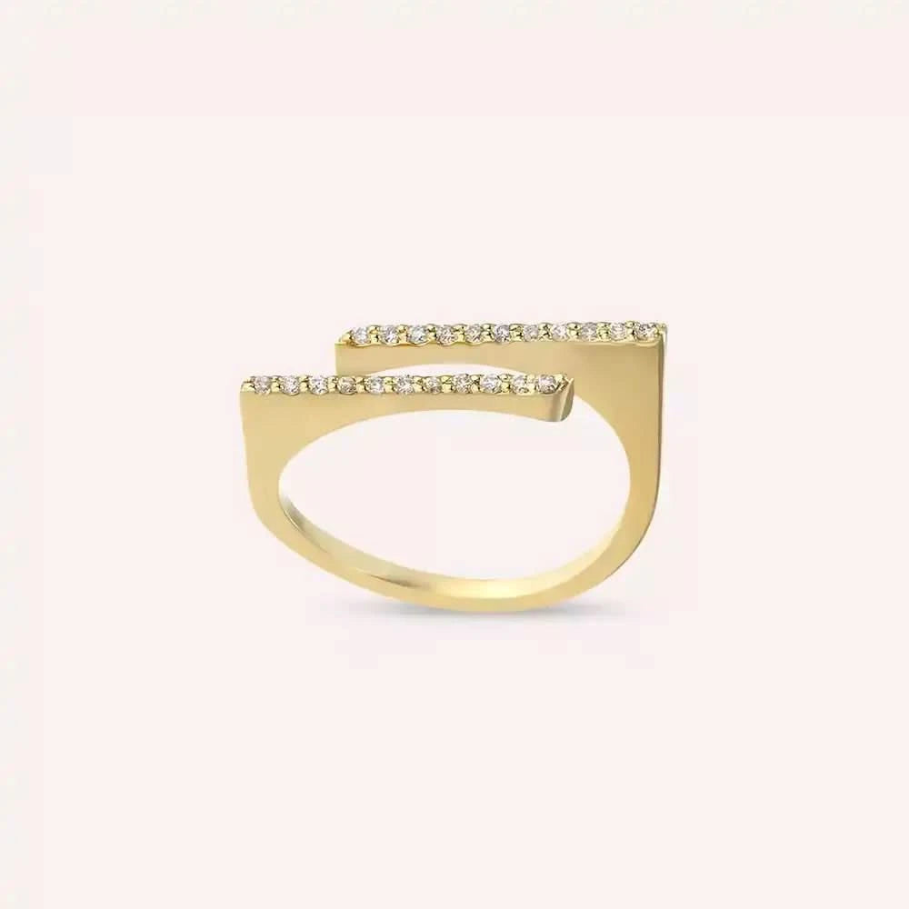 Linear 0.10 CT Pırlanta Taşlı Sarı Altın Yüzük