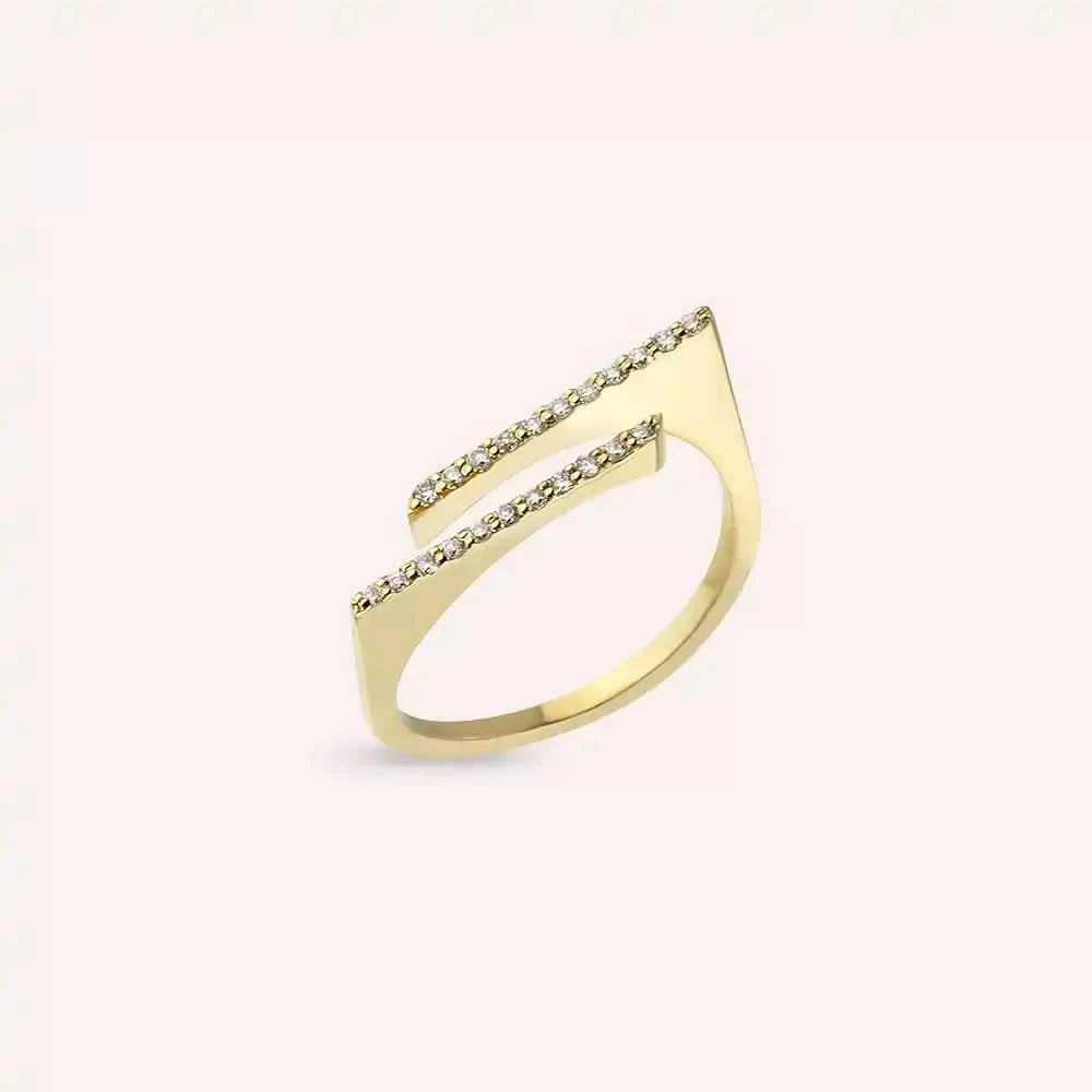 Linear 0.10 CT Pırlanta Taşlı Sarı Altın Yüzük