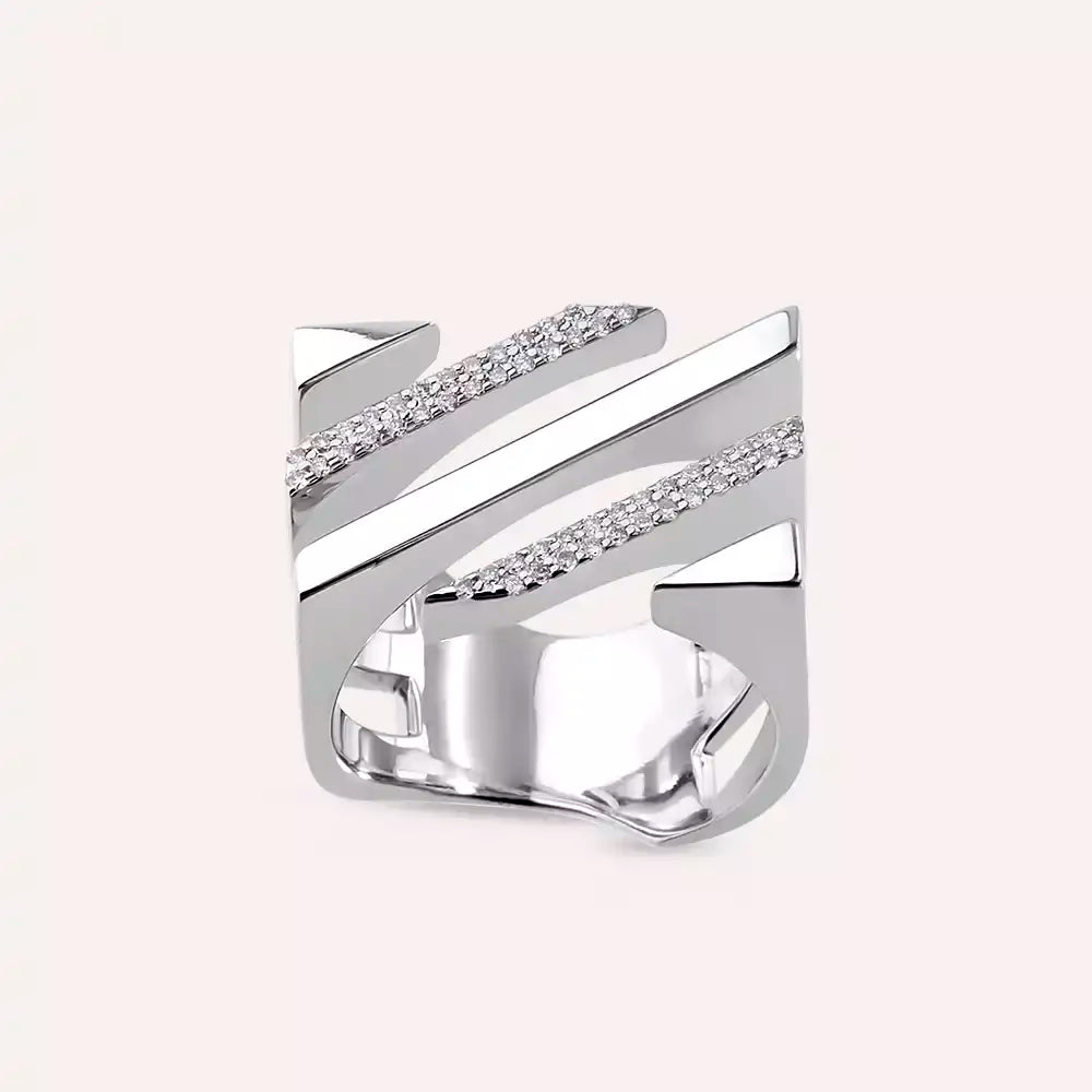 Linear Bold 0.20 CT Pırlanta Taşlı Beyaz Altın Yüzük
