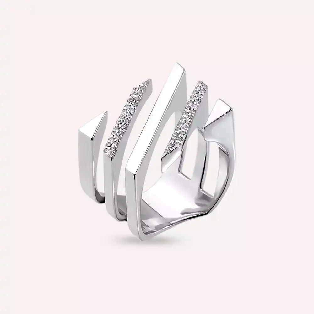 Linear Bold 0.20 CT Pırlanta Taşlı Beyaz Altın Yüzük