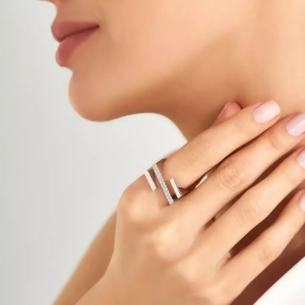 Linear Bold 0.27 CT Pırlanta Taşlı Beyaz Altın Yüzük