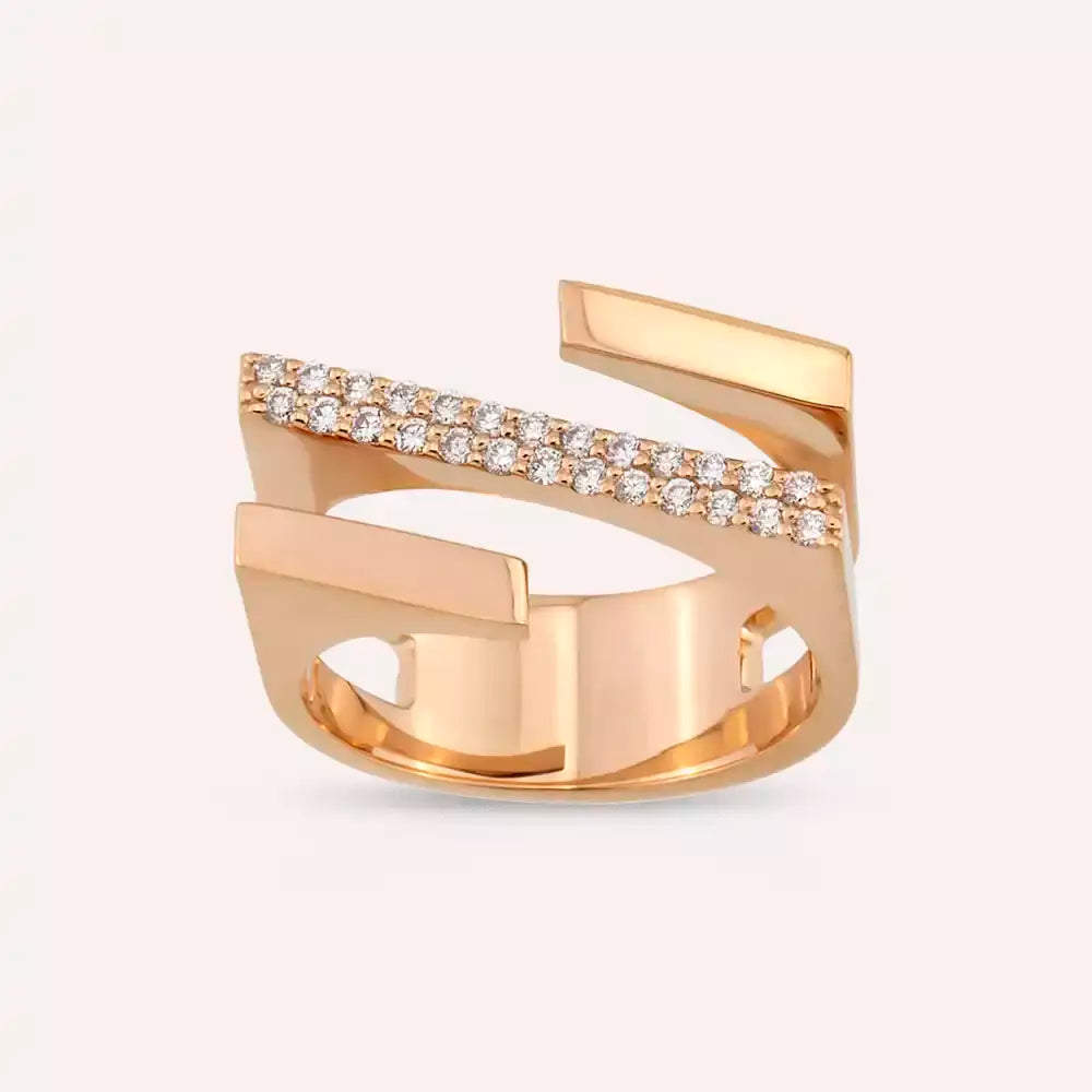 Linear Bold 0.27 CT Pırlanta Taşlı Rose Altın Yüzük