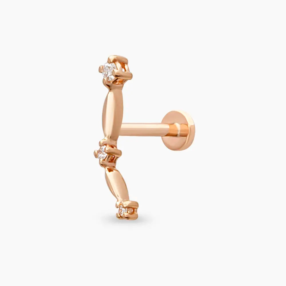 Link Pırlanta Taşlı Rose Altın Piercing