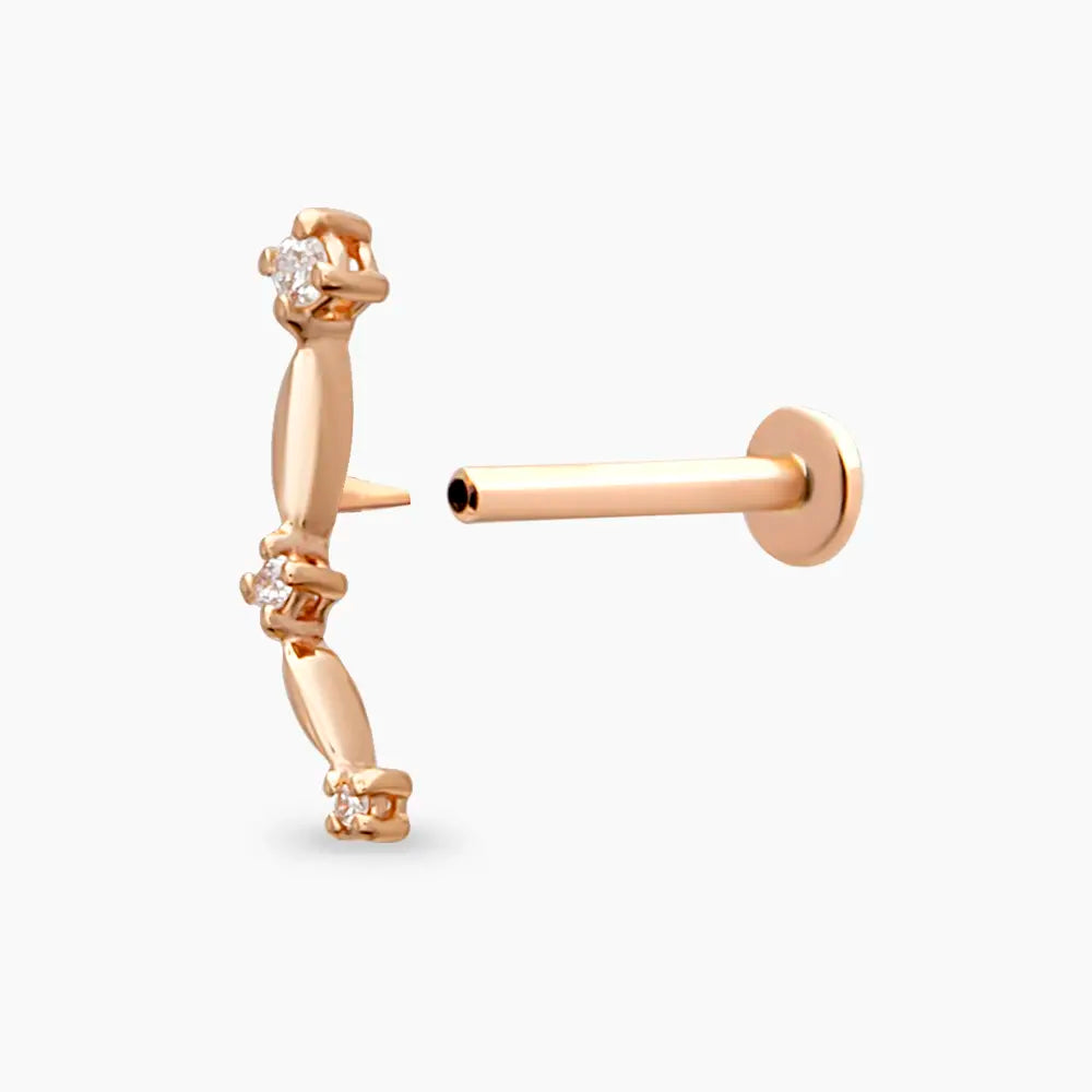 Link Pırlanta Taşlı Rose Altın Piercing