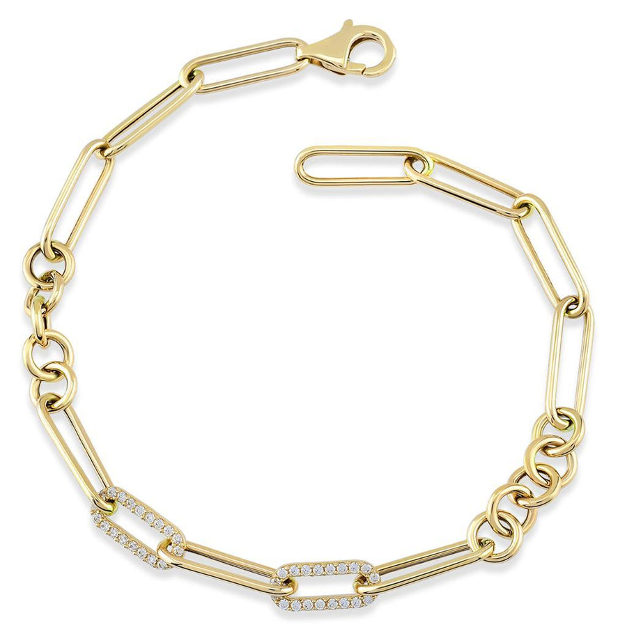 Link Stone Rectangular Gold Bracelet