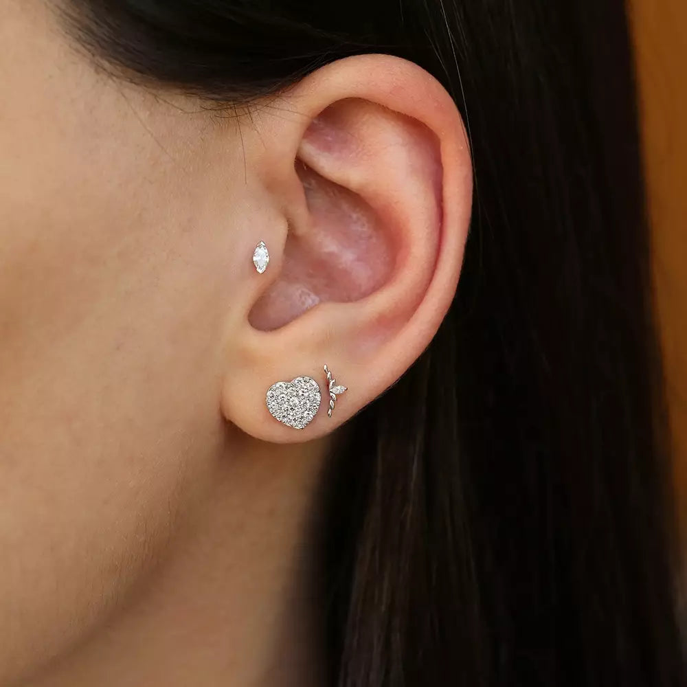 Liora Pırlanta Taşlı Beyaz Altın Tek Küpe