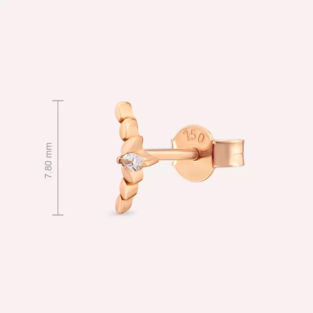 Liora Pırlanta Taşlı Rose Altın Tek Küpe