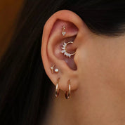 Liora Pırlanta Taşlı Rose Altın Tek Küpe