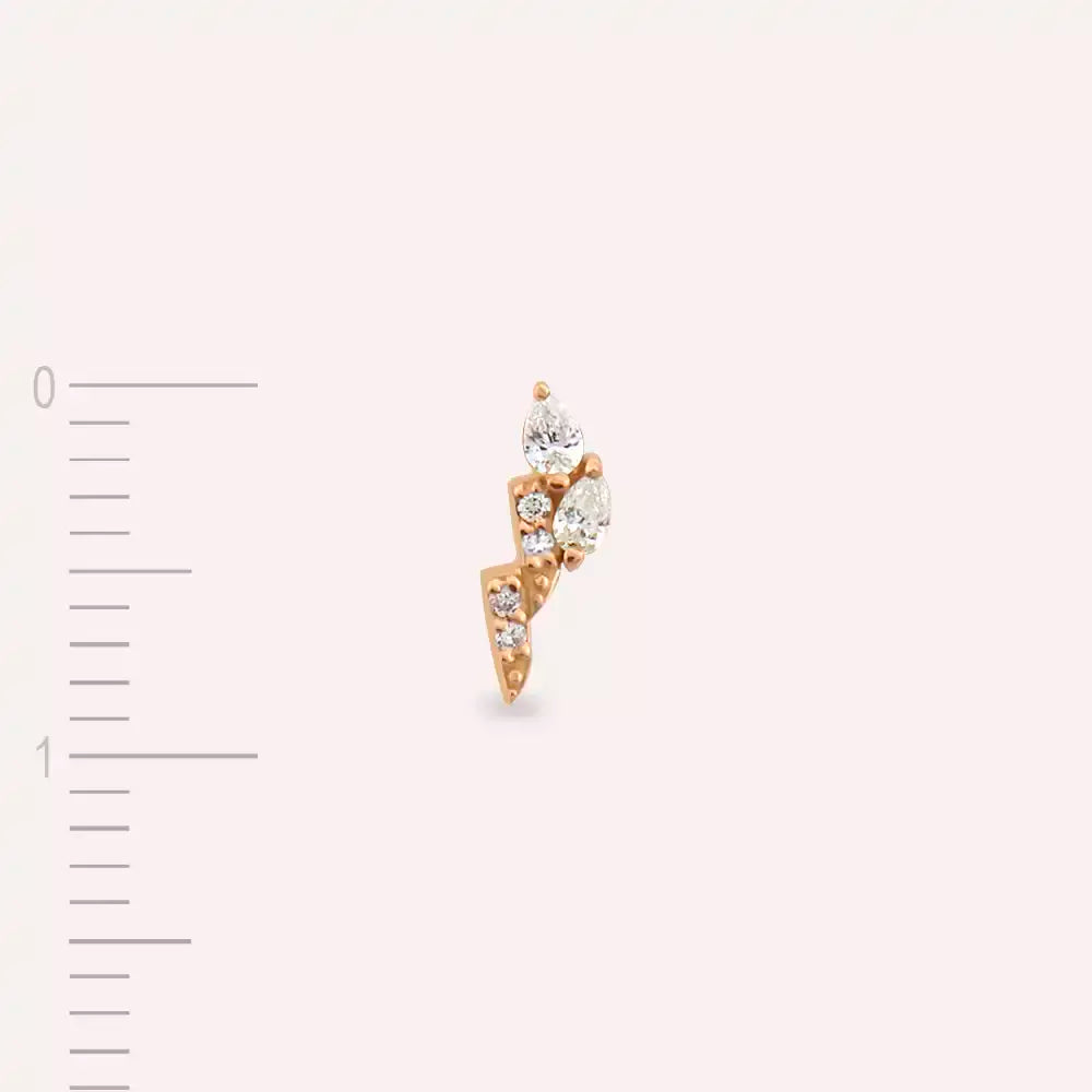 Lisa Pırlanta Taşlı Rose Altın Tek Küpe