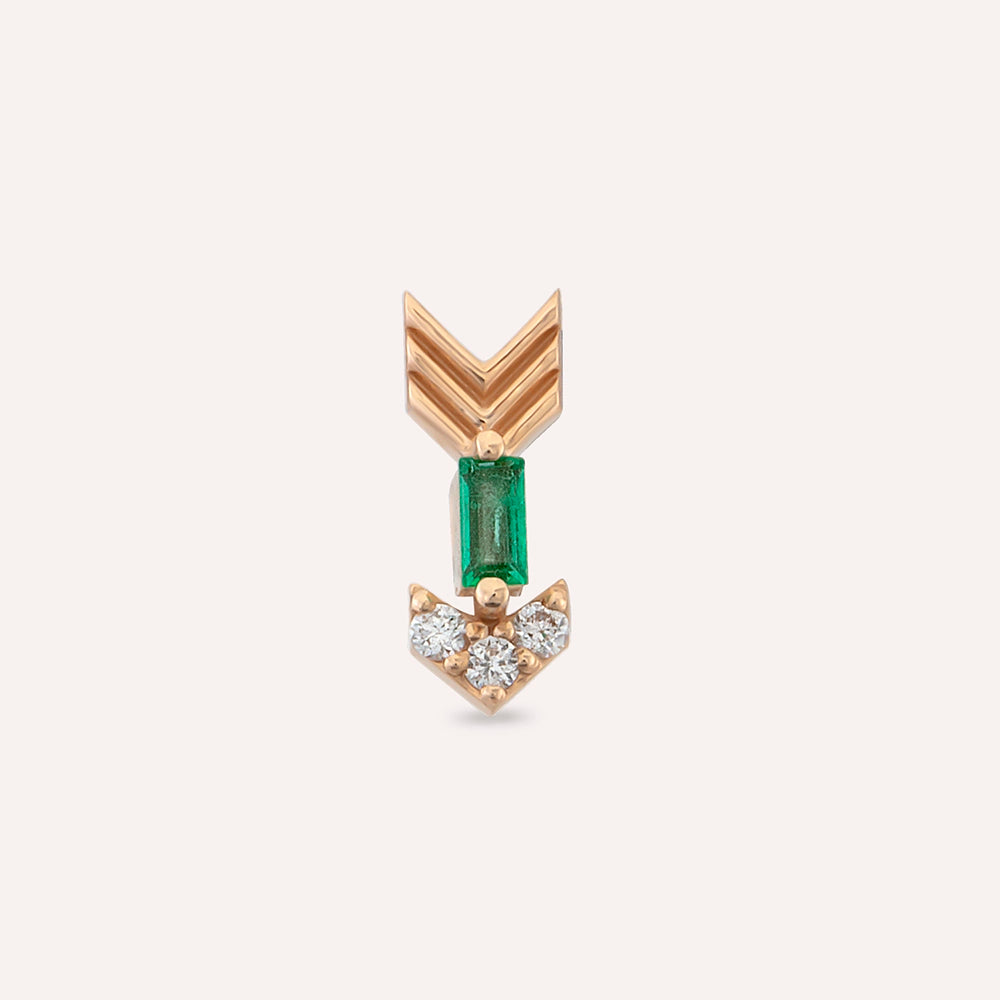 Little Arrow Pırlanta ve Zümrüt Taşlı Rose Altın Piercing