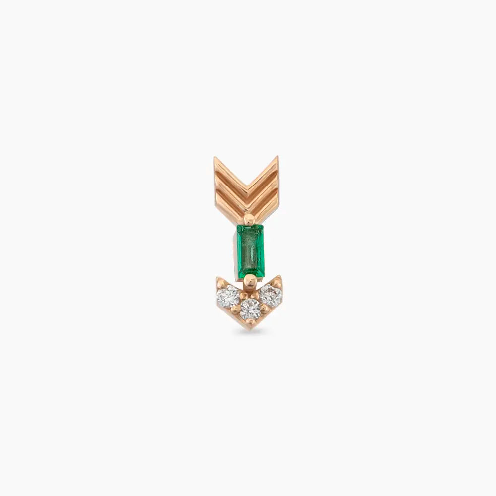 Little Arrow Pırlanta ve Zümrüt Taşlı Rose Altın Piercing