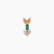 Little Arrow Pırlanta ve Zümrüt Taşlı Rose Altın Piercing