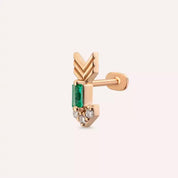Little Arrow Pırlanta ve Zümrüt Taşlı Rose Altın Piercing