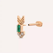 Little Arrow Pırlanta ve Zümrüt Taşlı Rose Altın Piercing