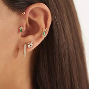 Little Arrow Pırlanta ve Zümrüt Taşlı Rose Altın Piercing