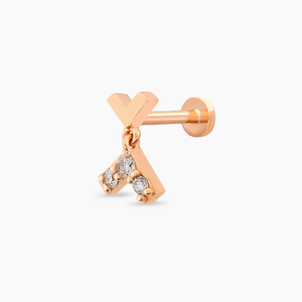 Liv Pırlanta Taşlı Rose Altın Piercing