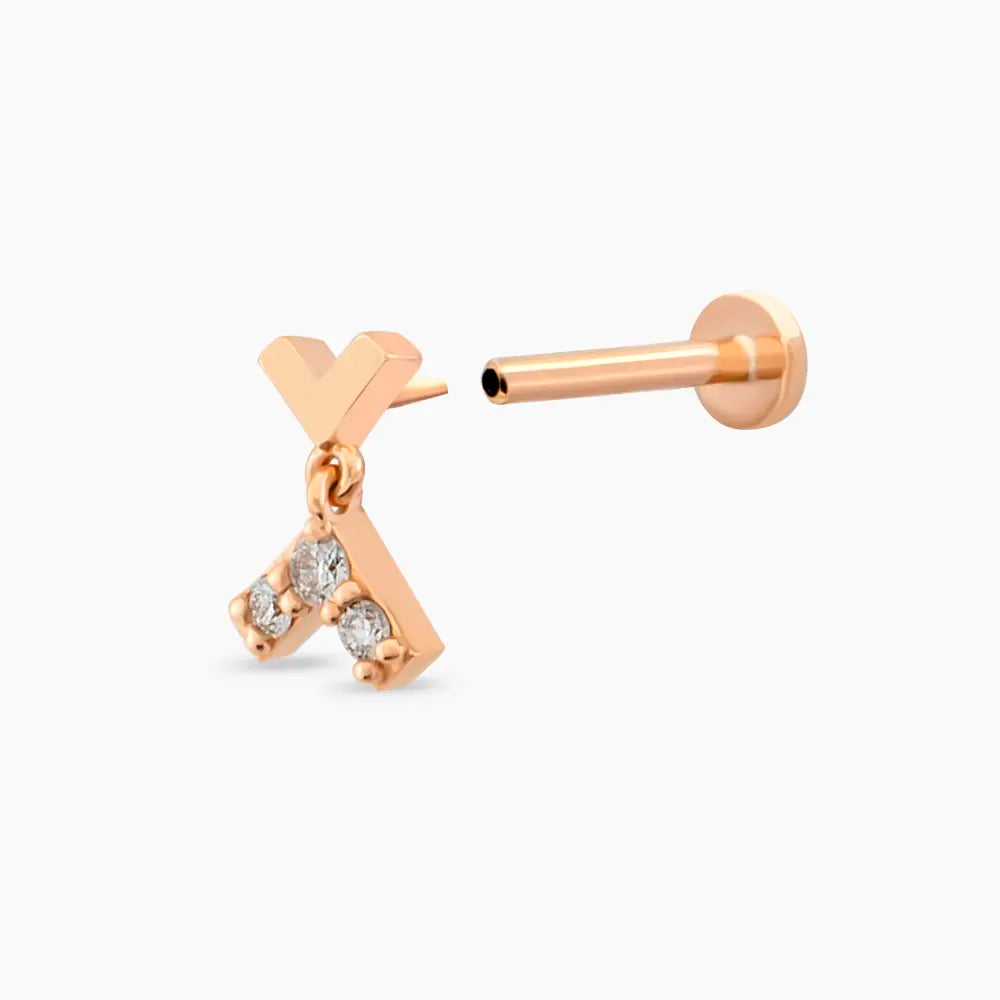 Liv Pırlanta Taşlı Rose Altın Piercing