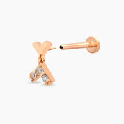 Liv Pırlanta Taşlı Rose Altın Piercing