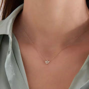 Livas Pırlanta Taşlı Rose Altın Kolye