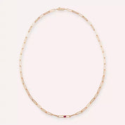 Lock Yakut ve Pırlanta Taşlı Rose Altın Kolye