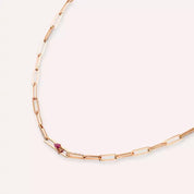 Lock Yakut ve Pırlanta Taşlı Rose Altın Kolye