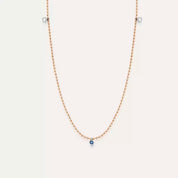 Loop Blue Safir Taşlı Rose Altın Kolye