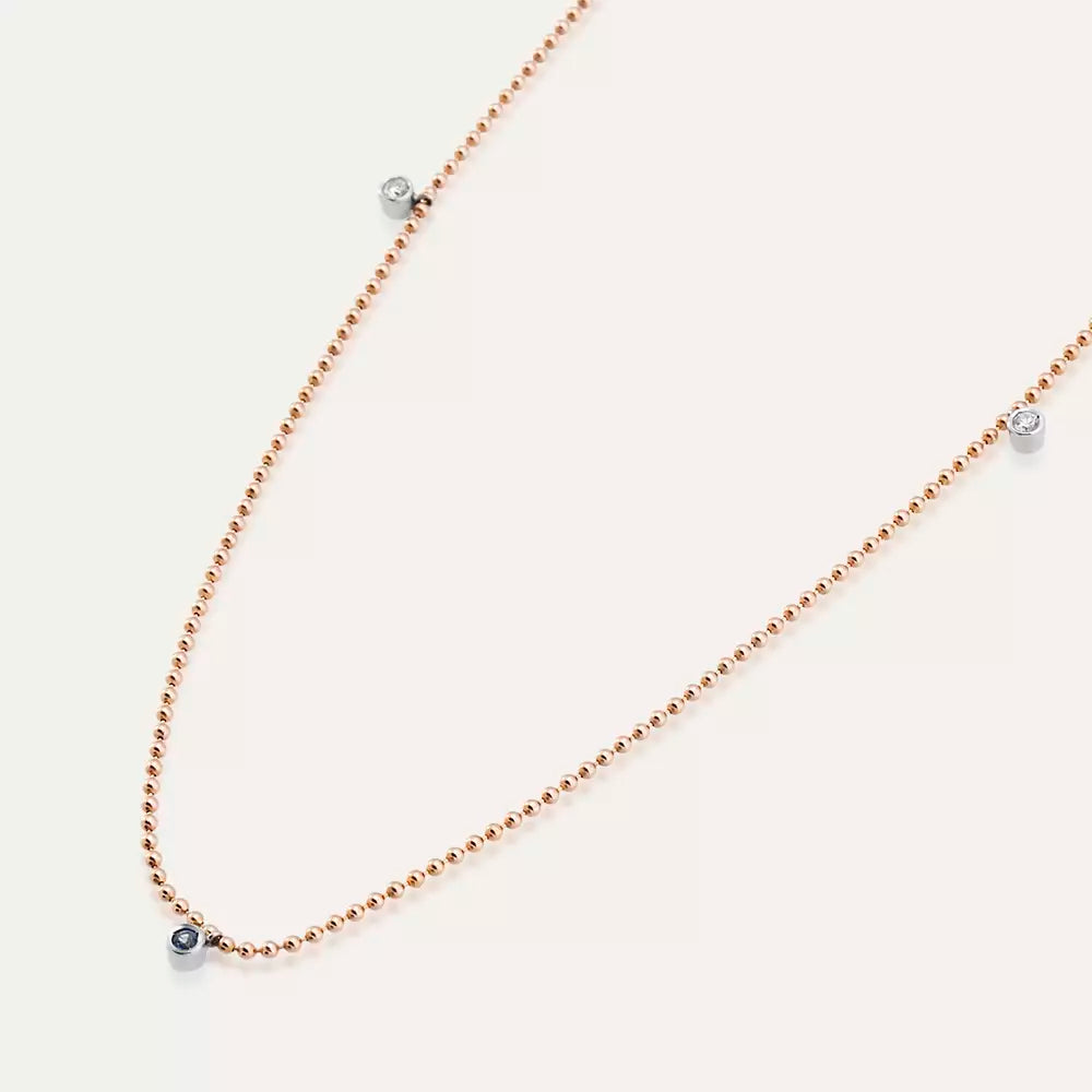 Loop Blue Safir Taşlı Rose Altın Kolye