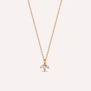 Lotus 0.12 CT Markiz Kesim Pırlanta Taşlı Rose Altın Kolye