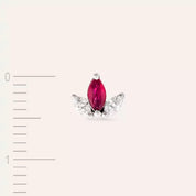 Lotus Markiz Kesim Yakut ve Pırlanta Taşlı Tek Küpe