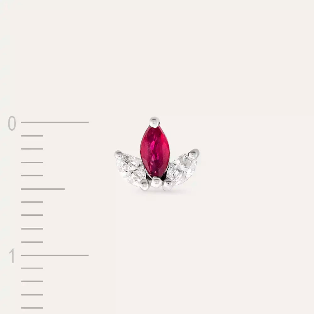 Purity  Markiz Kesim Yakut ve Pırlanta Taşlı Tek Küpe