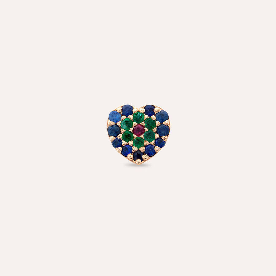 Love 0.29 CT Çok Renkli Taşlı Rose Altın Tek Küpe