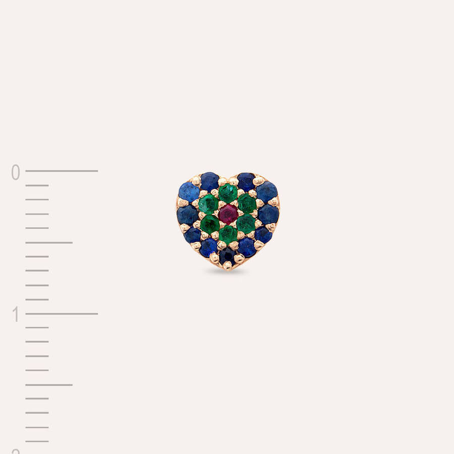 Love 0.29 CT Çok Renkli Taşlı Rose Altın Tek Küpe