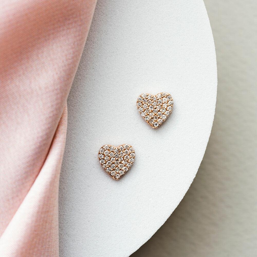 Love 0.30 CT Pırlanta Taşlı Rose Altın Küpe - Tufanlar Kuyumculuk