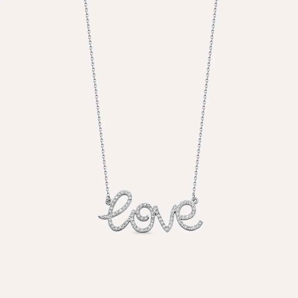 Love 0.51 CT Pırlanta Taşlı Beyaz Altın Kolye - Tufanlar Kuyumculuk