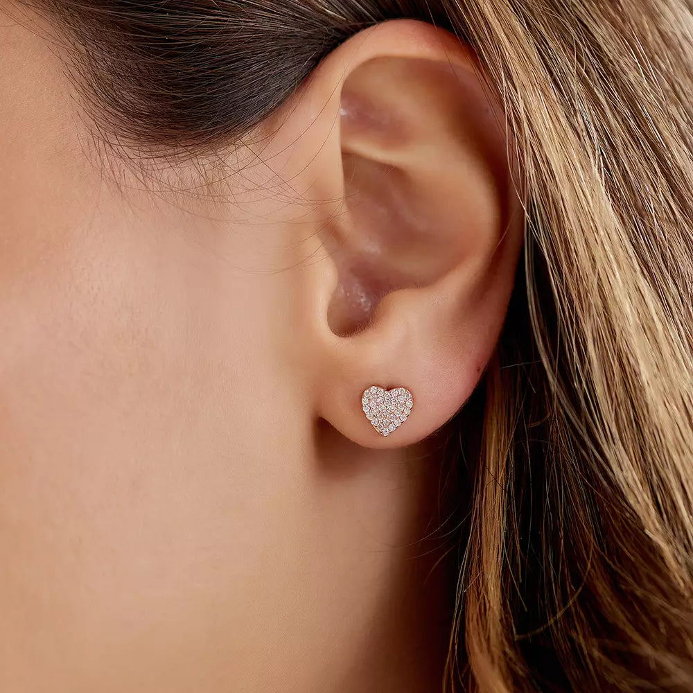 Love 0.30 CT Pırlanta Taşlı Rose Altın Küpe